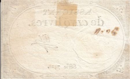 France 5 Livres 10 Brumaire An II (31.10.1793) - Sign. Aze