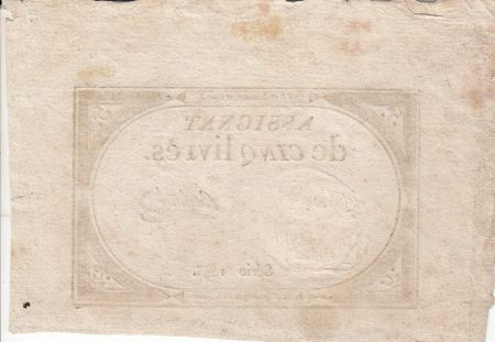 France 5 Livres 10 Brumaire An II (31.10.1793) - Sign. Bertaut