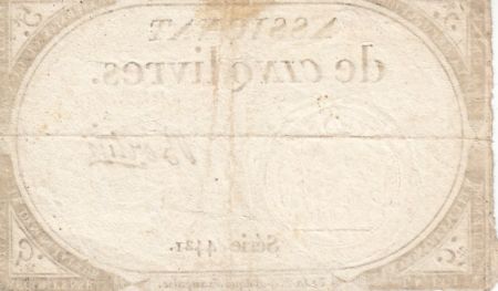 France 5 Livres 10 Brumaire An II (31.10.1793) - Sign. Bertin