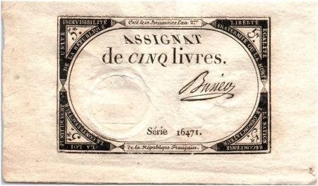France 5 Livres 10 Brumaire An II (31.10.1793) - Sign. Busier
