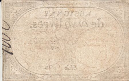 France 5 Livres 10 Brumaire An II (31.10.1793) - Sign. Deperthe