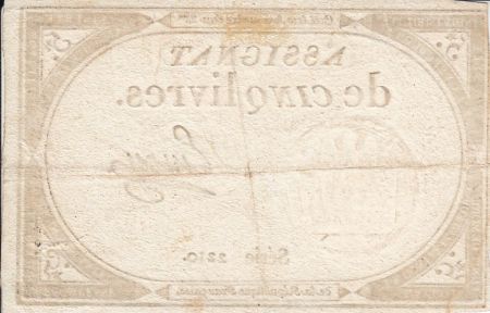 France 5 Livres 10 Brumaire An II (31.10.1793) - Sign. Emon