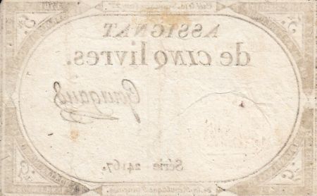 France 5 Livres 10 Brumaire An II (31.10.1793) - Sign. Gourgaud