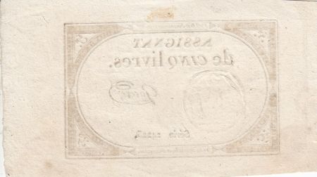 France 5 Livres 10 Brumaire An II (31.10.1793) - Sign. Goust
