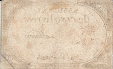 France 5 Livres 10 Brumaire An II (31.10.1793) - Sign. Momoro