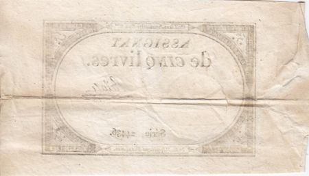 France 5 Livres 10 Brumaire An II (31.10.1793) - Sign. Palale