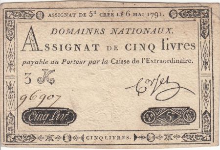 France 5 Livres Timbre sec Louis XVI - 06-05-1791 - Série 3 K