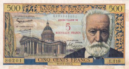 France 5 NF / 500 - Francs Victor Hugo - 12-02-1959 - Série E.118