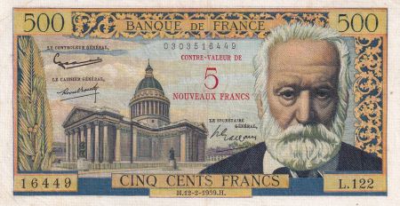France 5 NF sur 500 Francs -  Victor Hugo - 12-02-1959 - Série L.122 - F.52.02