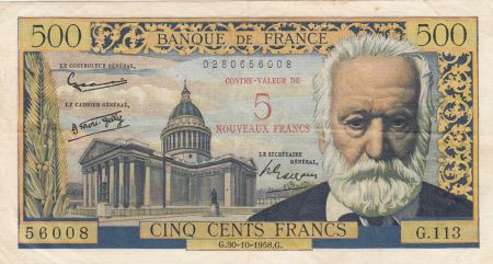 France 5 NF sur 500 Francs - Victor Hugo - 1958 - Série G.113