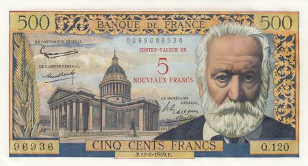 France 5 NF sur 500 Francs Victor Hugo -  12-02-1959 - Q.120