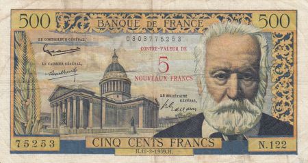 France 5 NF sur 500 Francs Victor Hugo - 12-02-1959 - Série N.122