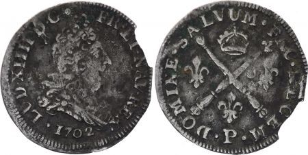 France 5 Sols Louis XIV aux insignes - 1702 P Dijon - Argent