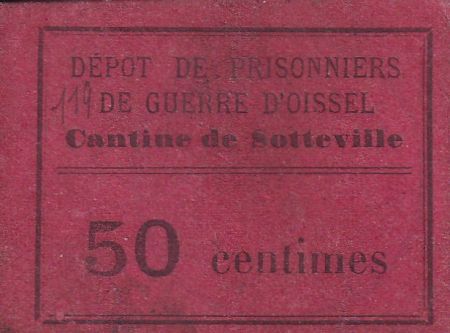 France 50 centimes - Cantine de Sotteville - Dépôt des prisonniers de guerre d\'Oissel