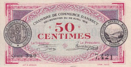 France 50 Centimes - Chambre de commerce d\'Annecy - 1916 - Série 329 - P.10-7