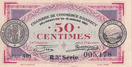France 50 Centimes - Chambre de commerce d\'Annecy - 1920 - Série 491 - P.10-15