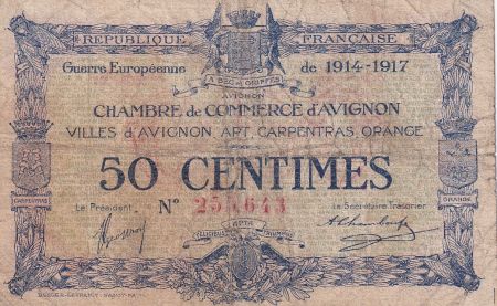 France 50 Centimes - Chambre de commerce d\'Avignon - 1914 - P.18-13