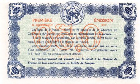 France 50 Centimes - Chambre de Commerce d\'Avignon 1917 - P.NEUF