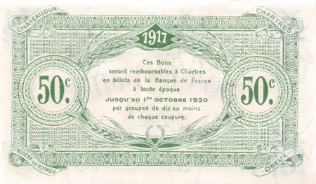 France 50 Centimes - Chambre de Commerce d\'Eure-et-Loir 1917 - SPL