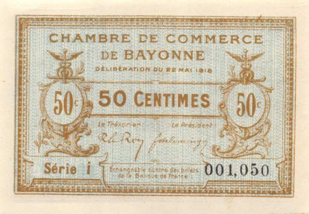 France 50 Centimes - Chambre de Commerce de Bayonne 1915 - SPL