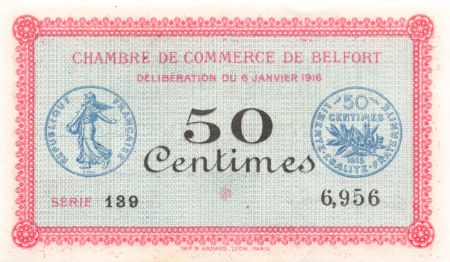 France 50 Centimes - Chambre de Commerce de Belfort 1916 - P.NEUF