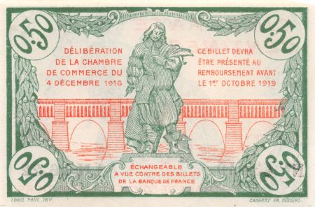 France 50 Centimes - Chambre de Commerce de Béziers 1916 - SPL
