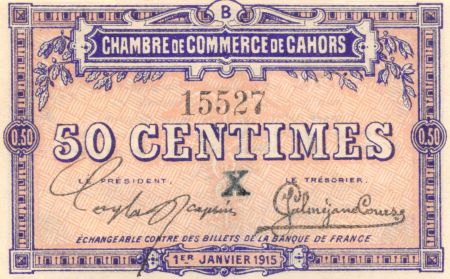 France 50 Centimes - Chambre de Commerce de Cahors 1915 - SPL