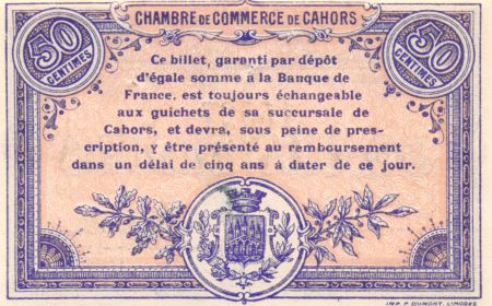 France 50 Centimes - Chambre de Commerce de Cahors 1915 - SPL