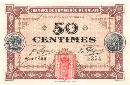France 50 Centimes - Chambre de Commerce de Calais 1915 - SPL
