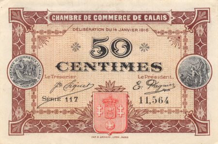 France 50 Centimes - Chambre de Commerce de Calais 1916 - SPL
