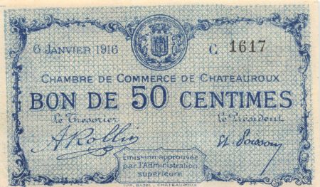 France 50 Centimes - Chambre de Commerce de Châteauroux 1916 - SPL