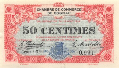 France 50 Centimes - Chambre de Commerce de Cognac 1916 - SPL