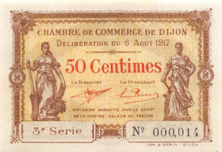 France 50 Centimes - Chambre de Commerce de Dijon 1917 - P.NEUF