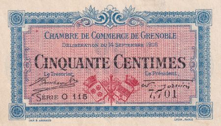 France 50 Centimes - Chambre de commerce de Grenoble - 1916 - Série O 115 - P.63-1