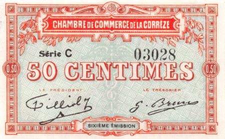 France 50 Centimes - Chambre de Commerce de la Corrèze - P.NEUF