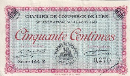 France 50 Centimes - Chambre de commerce de Lure - 1917 - Série 144 Z - P.76-18
