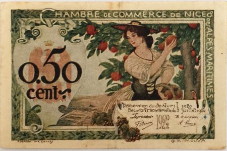 France 50 Centimes - Chambre de Commerce de Nice 1920 - TTB