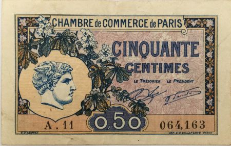 France 50 Centimes - Chambre de Commerce de Paris 1920 - TTB