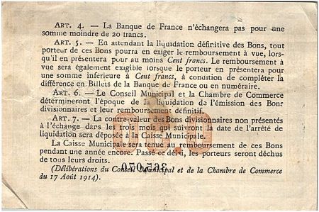 France 50 Centimes - Chambre de Commerce de Rouen 1916 - TTB
