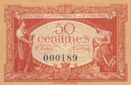 France 50 Centimes - Chambre de Commerce de Saint-Etienne 1921 - SUP+
