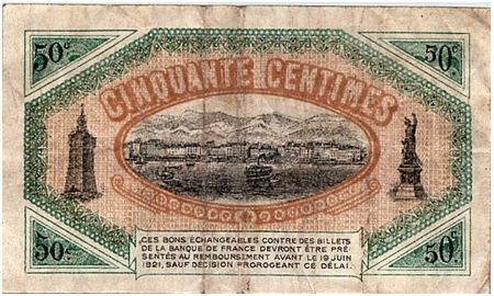 France 50 Centimes - Chambre de Commerce de Toulon 1916 - TTB