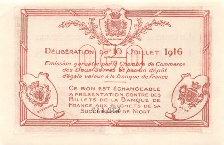 France 50 Centimes - Chambre de Commerce des Deux-Sèvres 1916 - SPL