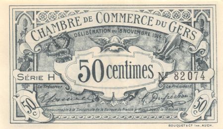 France 50 Centimes - Chambre de Commerce du Gers 1914 - P.NEUF