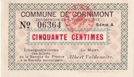 France 50 Centimes - Cornimont - 1915 - Série A - P.88-11