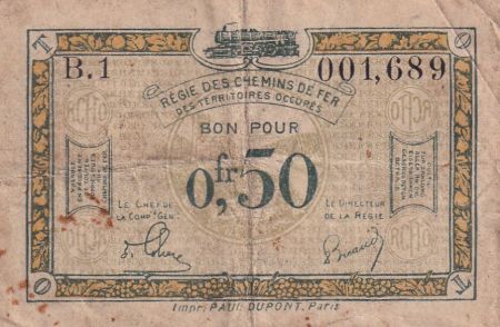 France 50 Centimes - Régie des chemins de Fer - 1923 - Série B.1 - 135.04