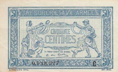 France 50 Centimes - Trésorerie aux armées 1917 - Série C