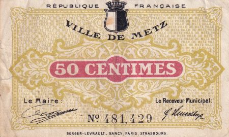 France 50 Centimes - Ville de Metz - 1918