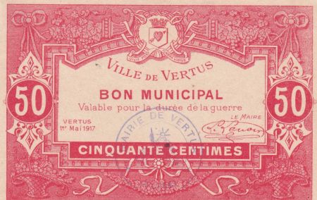 France 50 centimes - Ville de Vertus - 01-05-1917