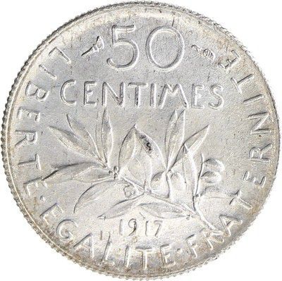 France 50 Centimes, Semeuse - 1917 Argent