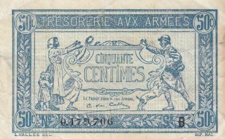France 50 Centimes 1915 - Trésorerie aux armées - Série B